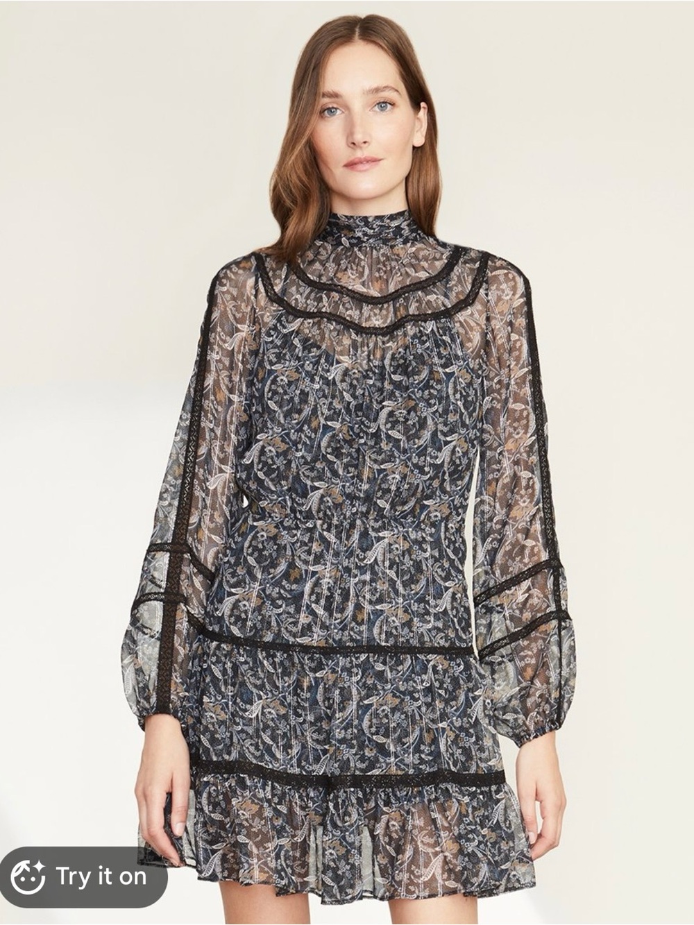 Veronica Beard Black and Navy Floral Blouse